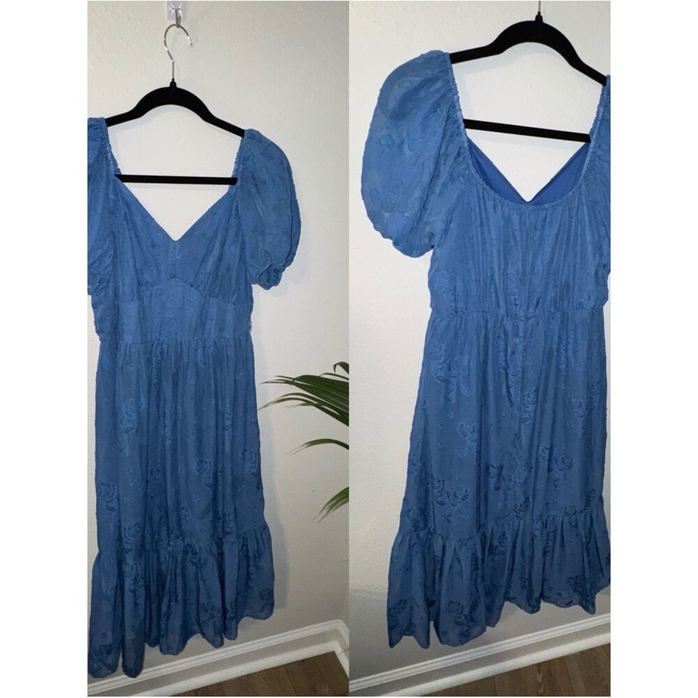 Mimi Chica Powder Blue Puff-Sleeve Midi Dress
